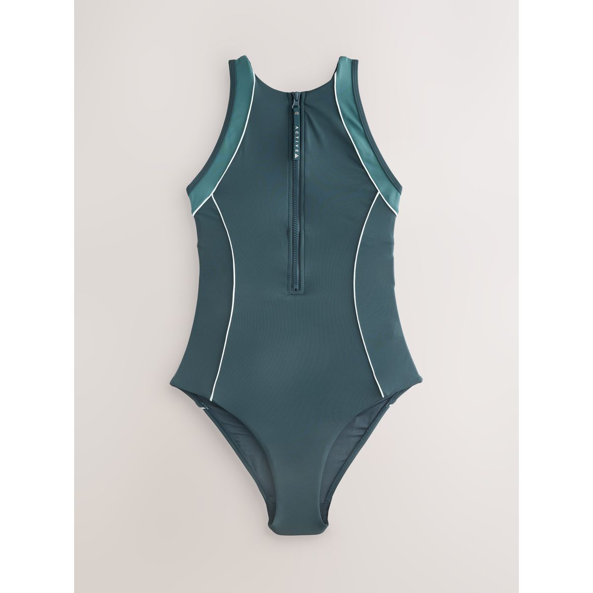 Maillot de bain gainant active à col montant bleu sarcelle, NEXT