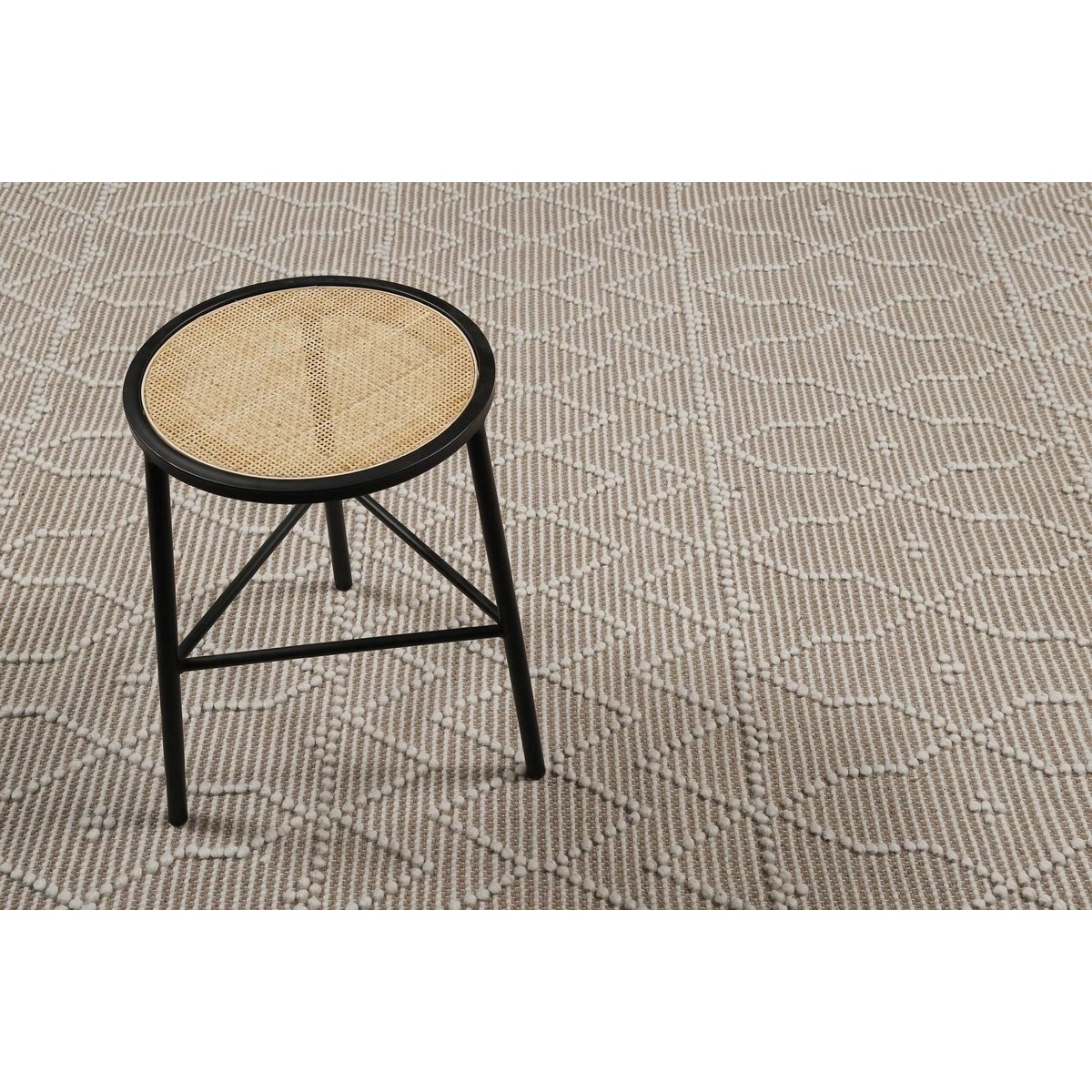 Tapis en laine et coton, tissé main ,  Ana blanc laine-taupe, ESPRIT