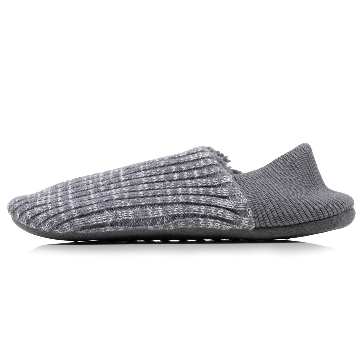 Chaussettes d'intérieur maille côtelée, picots antidérapants gris, ISOTONER