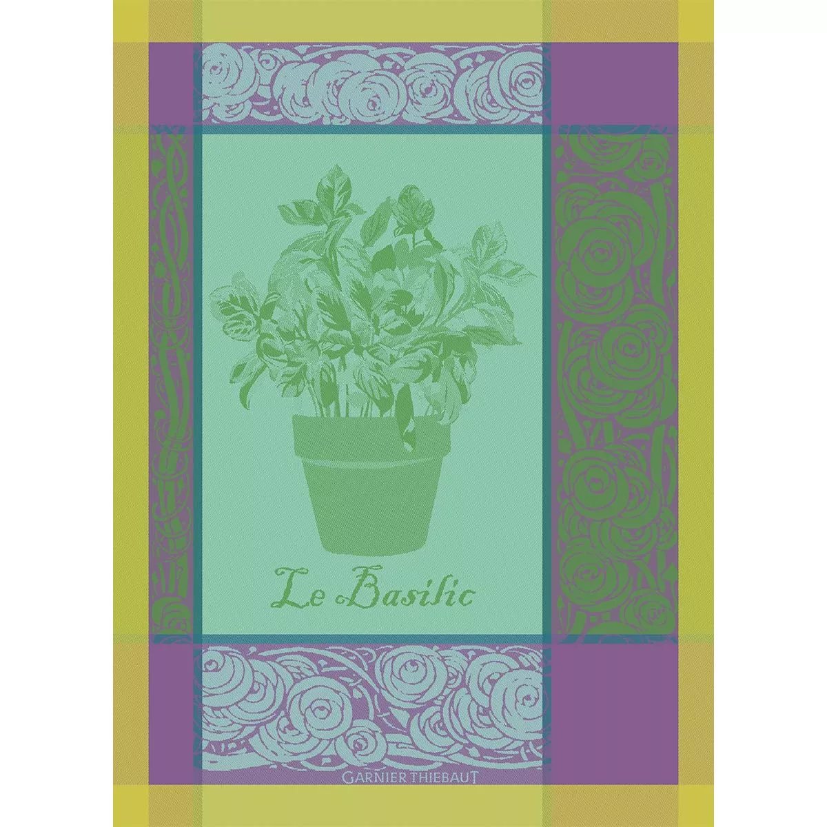Torchon pur coton BASILIC purple, GARNIER THIEBAUT