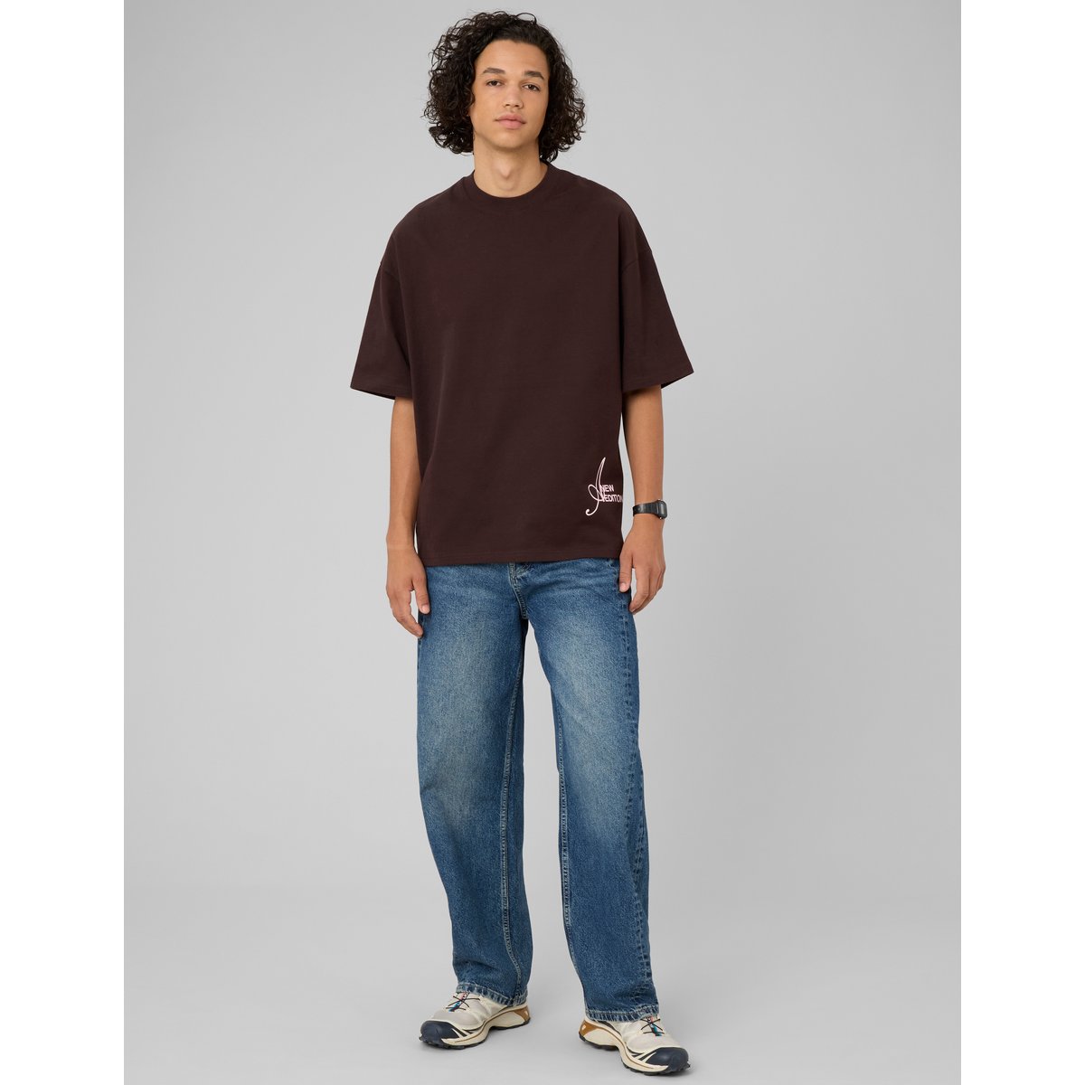 T-shirt épais imprimé devant / dos marron foncée, BZB