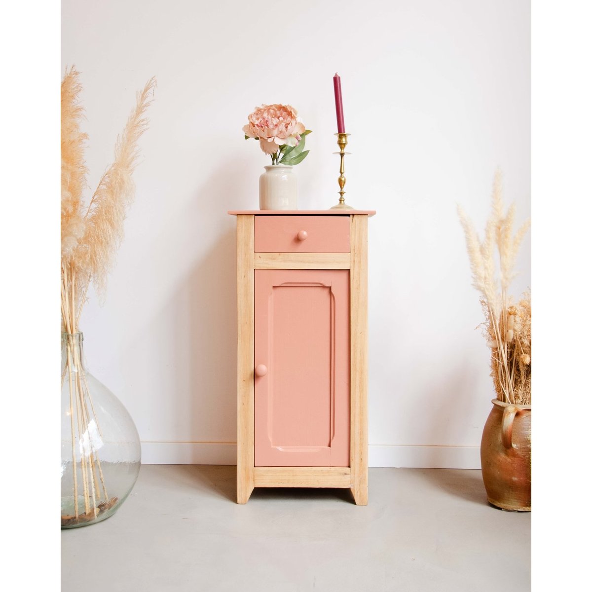 Table de chevet en hêtre Odile N°1398 - Bon état rose, DEBONGOUT
