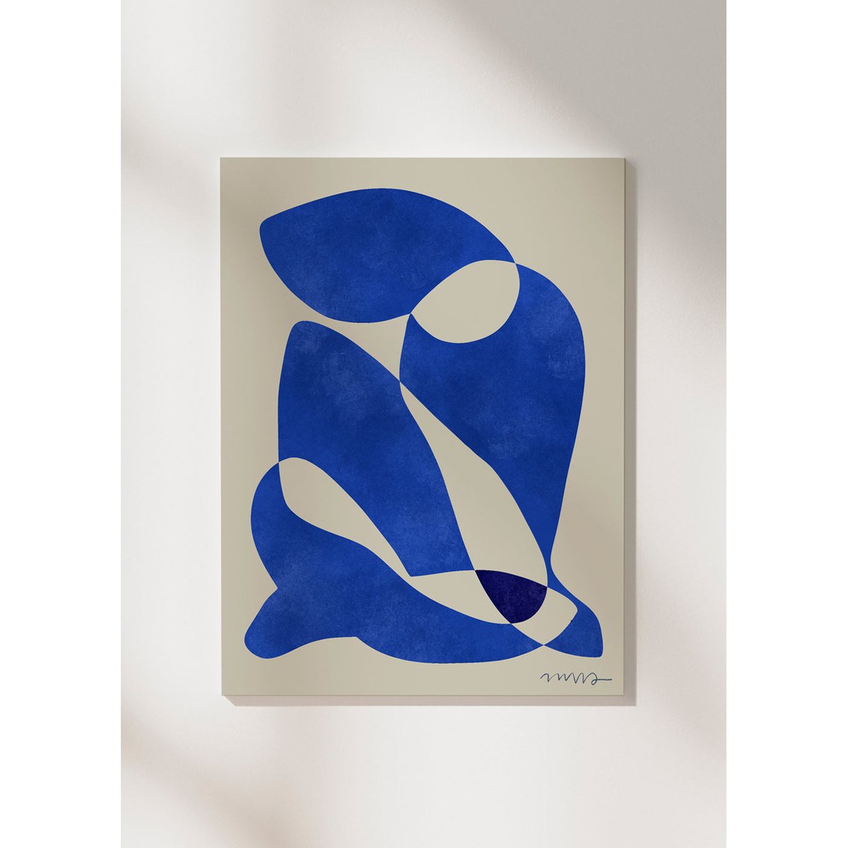 Toile avec cadre en bois, 50 x 70 cm bleu, HANNUN