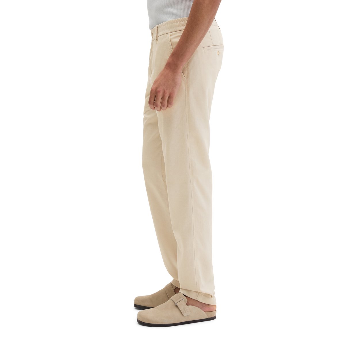 Pantalon de jogging chino Osby à coupe fuselée en mélange de TENCEL™ Lyocell et de lin creme, MARC O'POLO