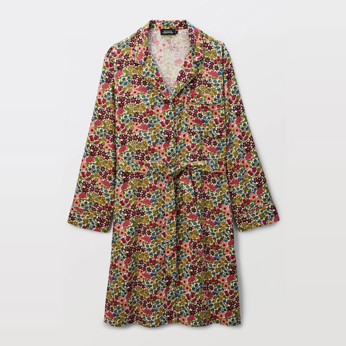 Chemise de nuit imprimée en coton gratté en coton bio GOTS amaretti, MONOPRIX