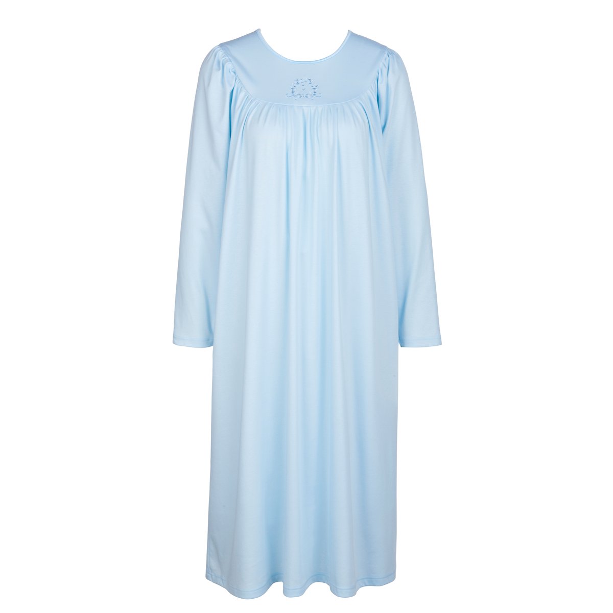 Chemise de nuit, longueur 110 cm manches longues Coton SOFT COTTON bleu clair, CALIDA
