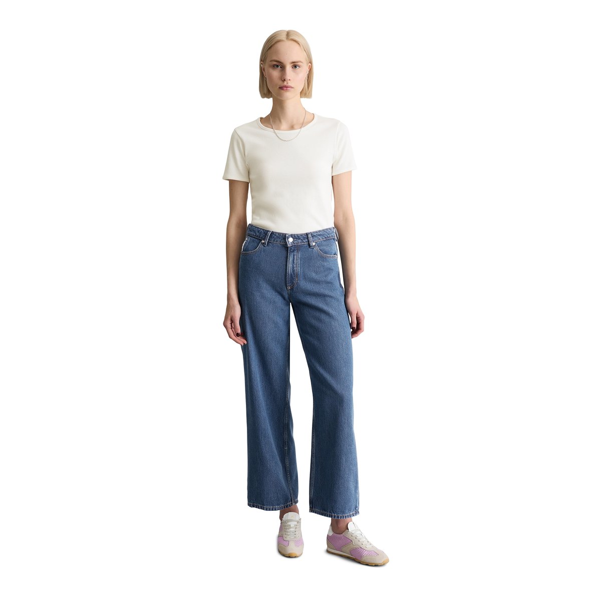 Jeans modèle Tomma wide cropped en mélange de lyocell sans stretch bleu moyen, MARC O’POLO DENIM