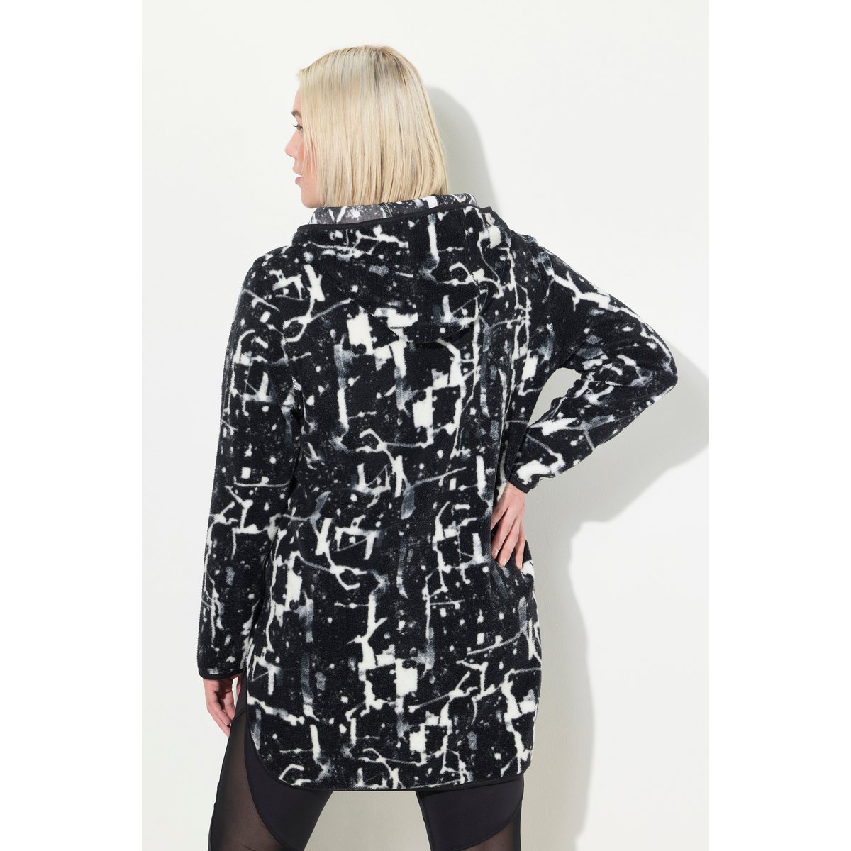 Pull long à capuche et manches longues noir, ULLA POPKEN