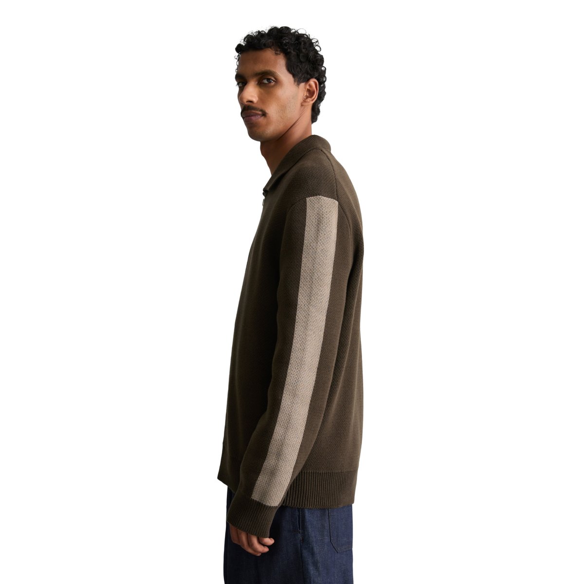 Cardigan décontracté en maille épaisse de coton bio marron, MARC O’POLO DENIM
