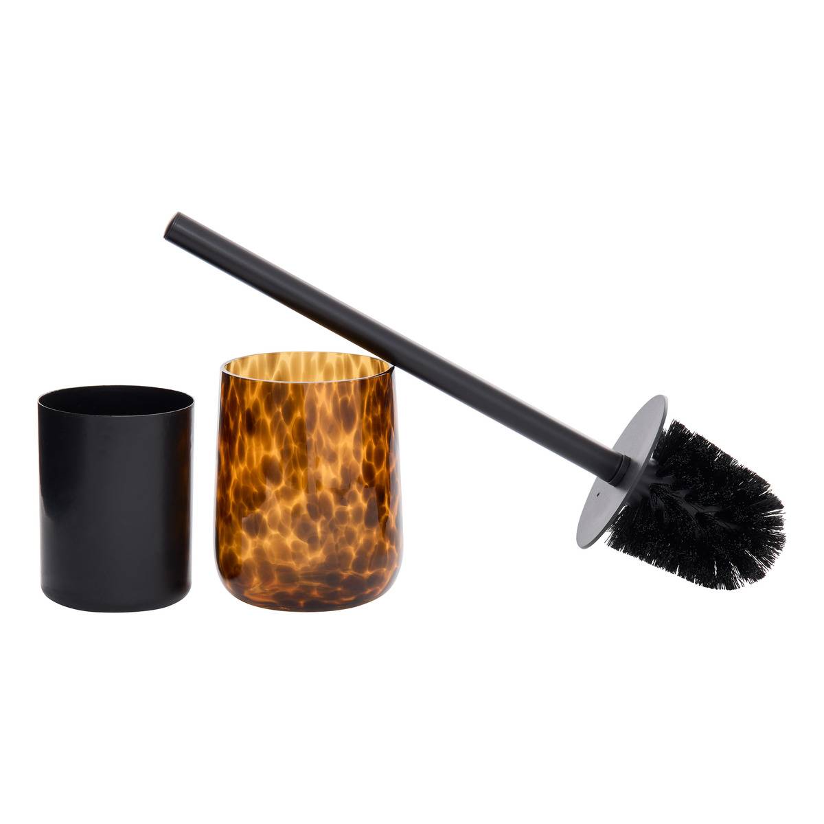 Brosse WC en verre motif flammes DOTTY marron, 5FIVE SIMPLY SMART