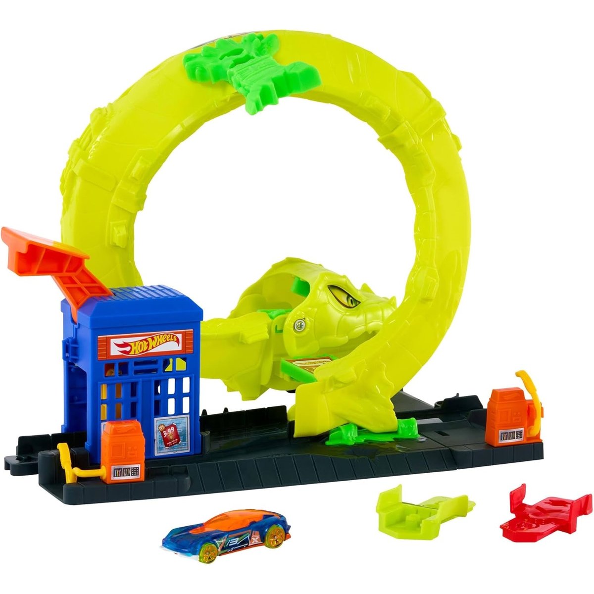 Hot Wheels Station-Service Serpent multicolore, MATTEL