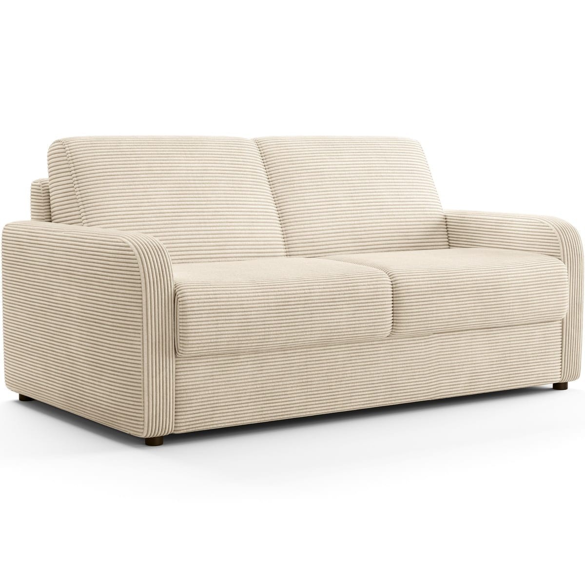 Canapé droit convertible 3 places en velours côtelé - ouverture express - LUMIO beige, HOMIFAB