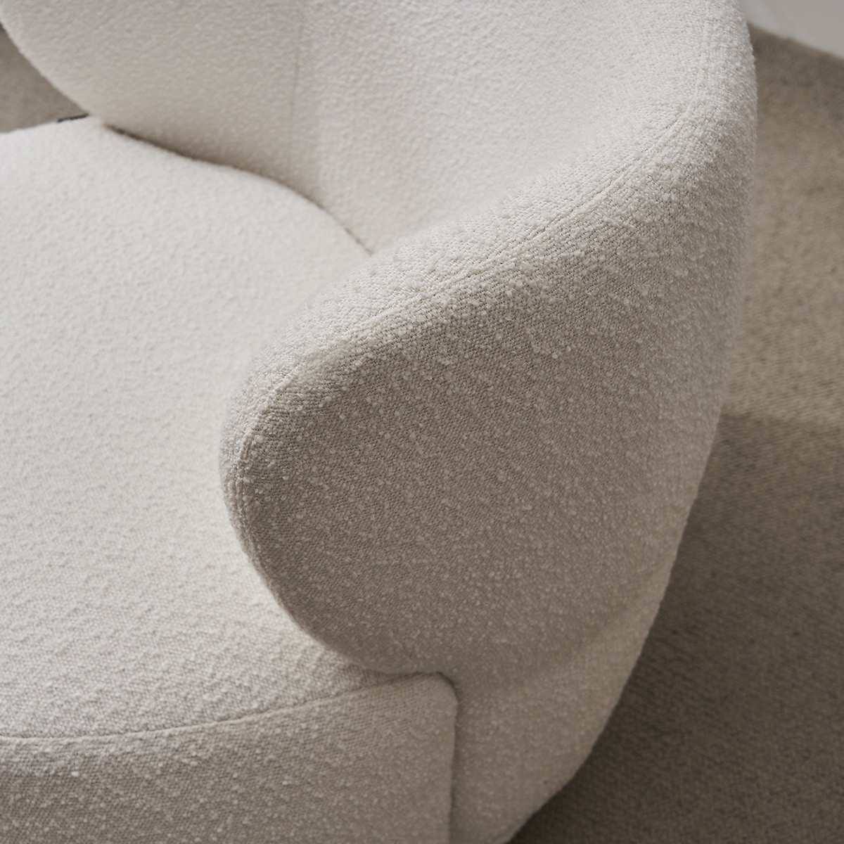 Fauteuil en tissu bouclette - ESTER ecru, HOMIFAB