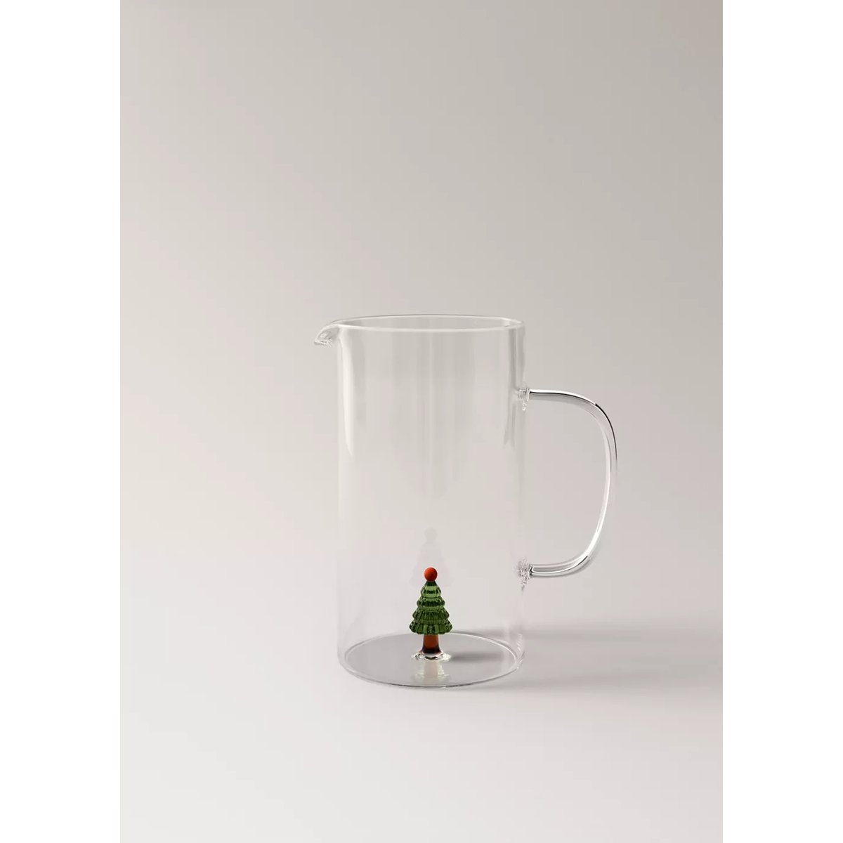 Carafe en verre avec détail sapin vert forêt, MANGO HOME