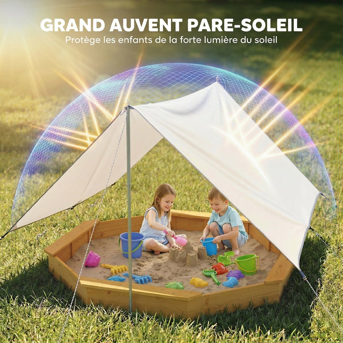 Bac à sable pour enfants Bois de sapin Jaune jaune, gris, noir, AIYAPLAY