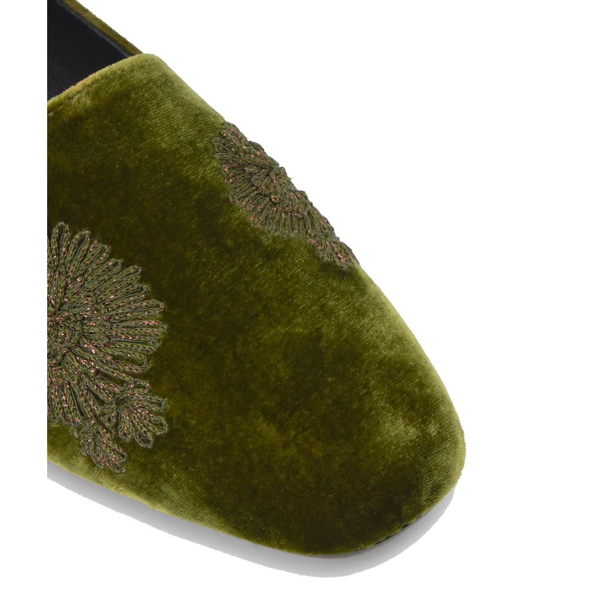 Slip on en velours brodé GISELE vert olive, CASTANER