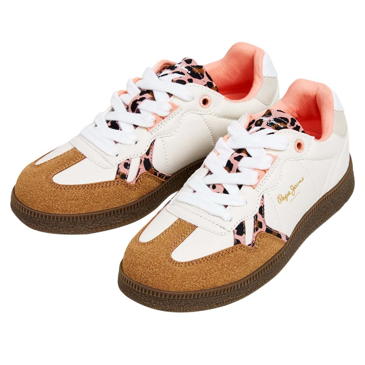 Baskets Cupsole Avec Détails À Imprimé Animal orange miel, PEPE JEANS