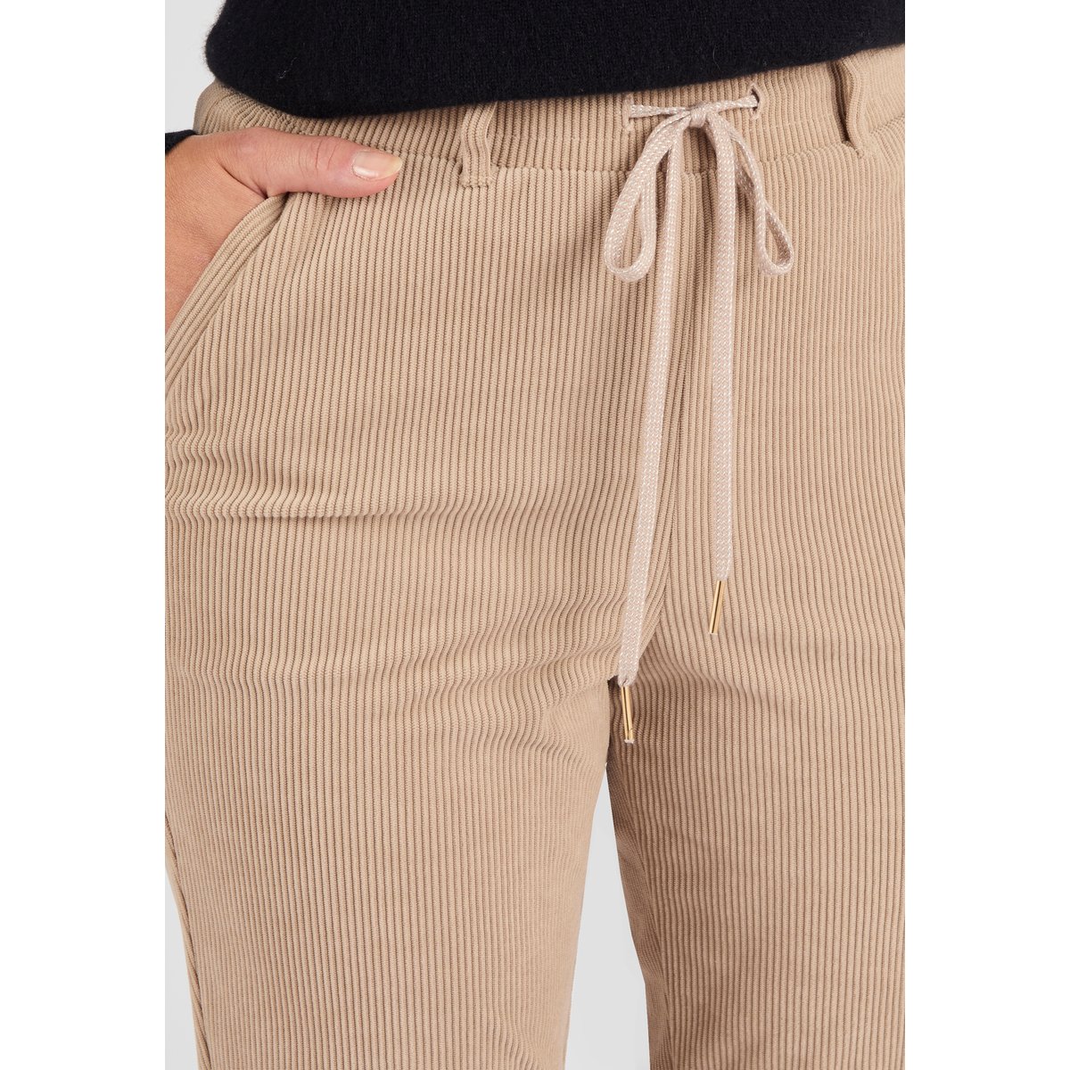 Pantalon velours milleraies enfilable marron taupe, DAMART