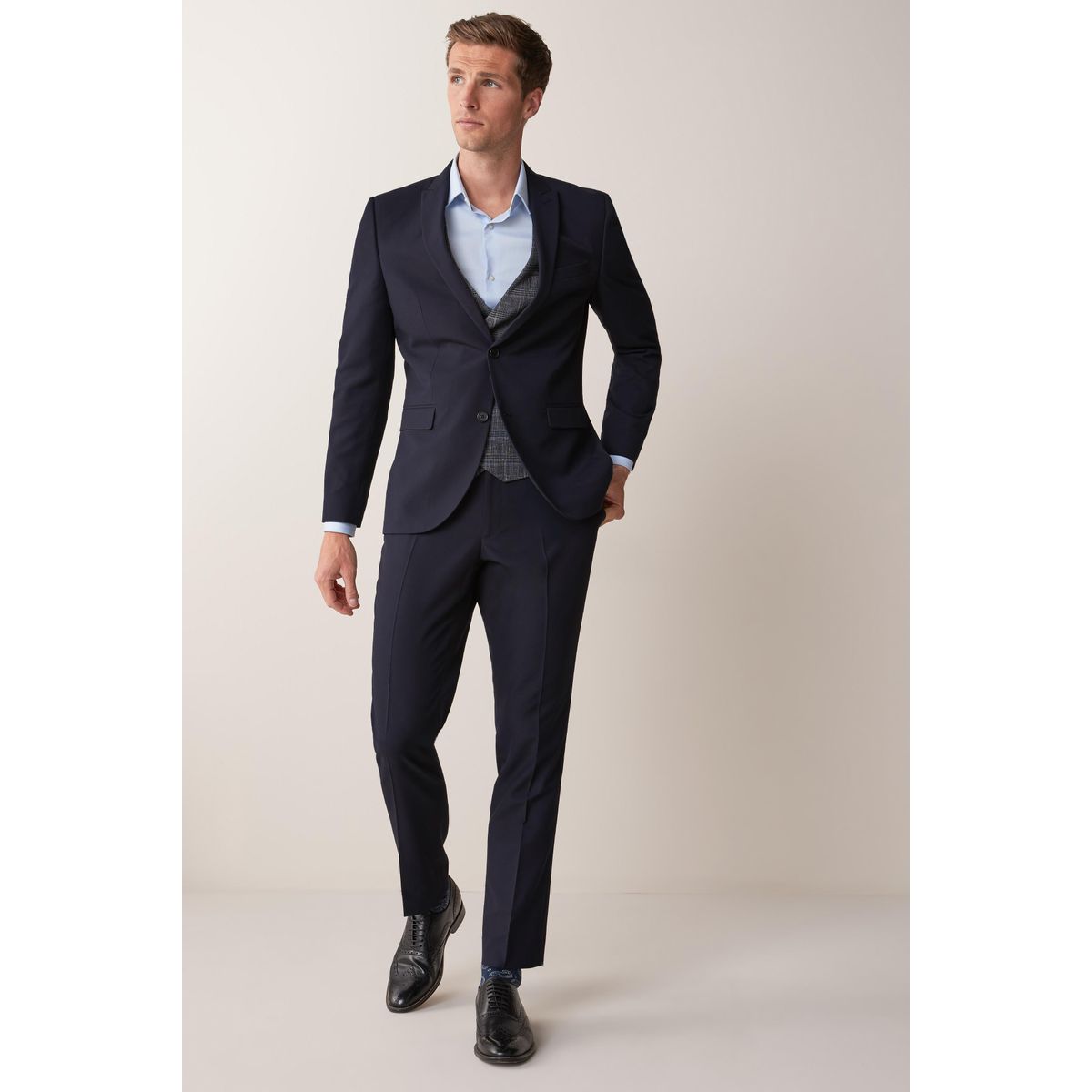 Veste de costume à deux boutons coupe skinny bleu marine, NEXT