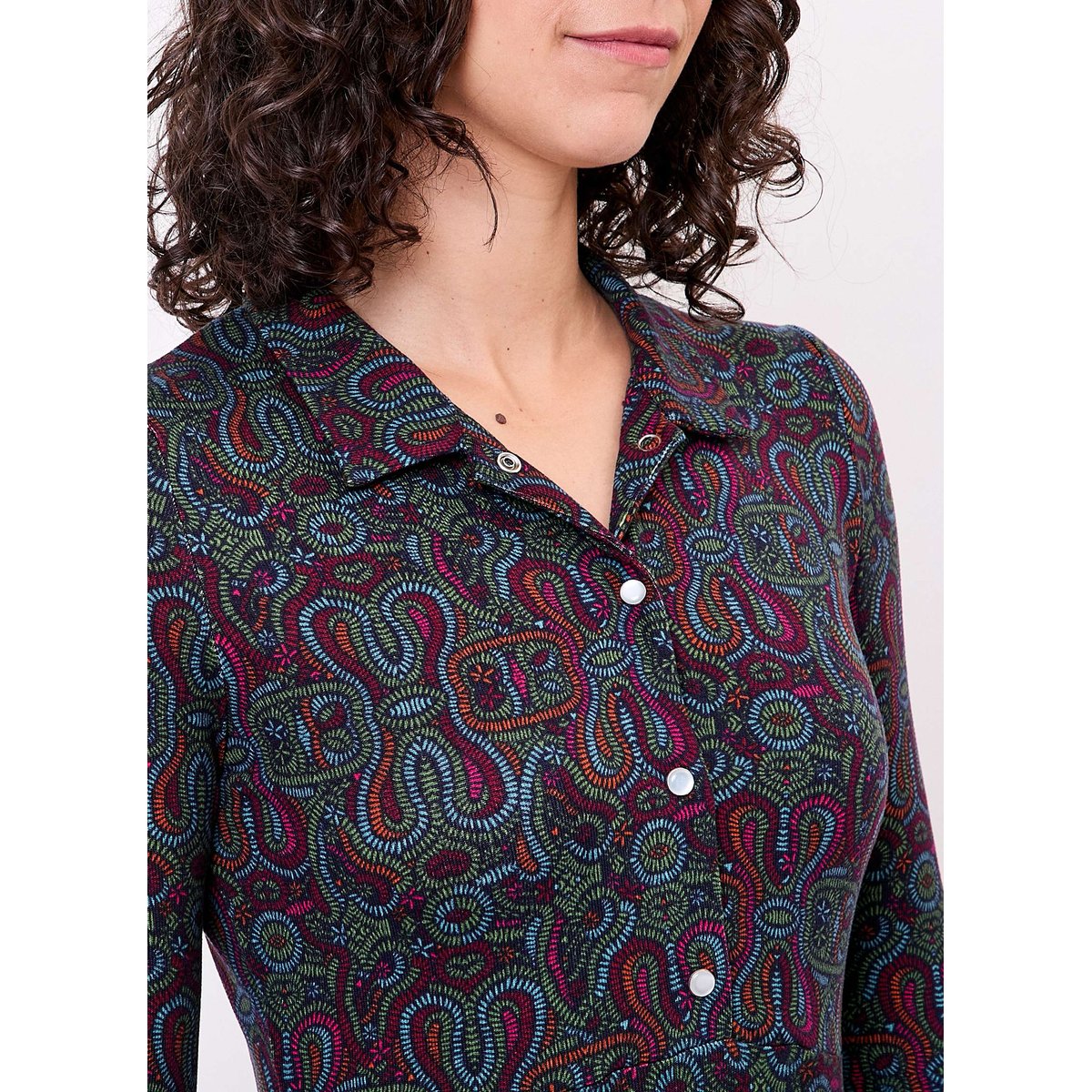 Robe chemise maille fluide imprimée SANDA violet sanatana sanda, LA FIANCÉE