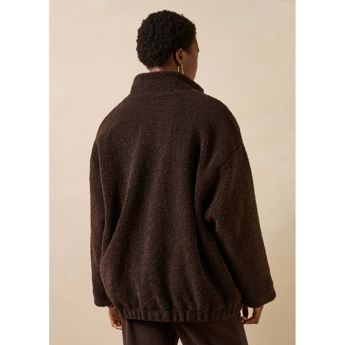 Blouson bomber oversize manches longues chocolat, LA FEE MARABOUTEE