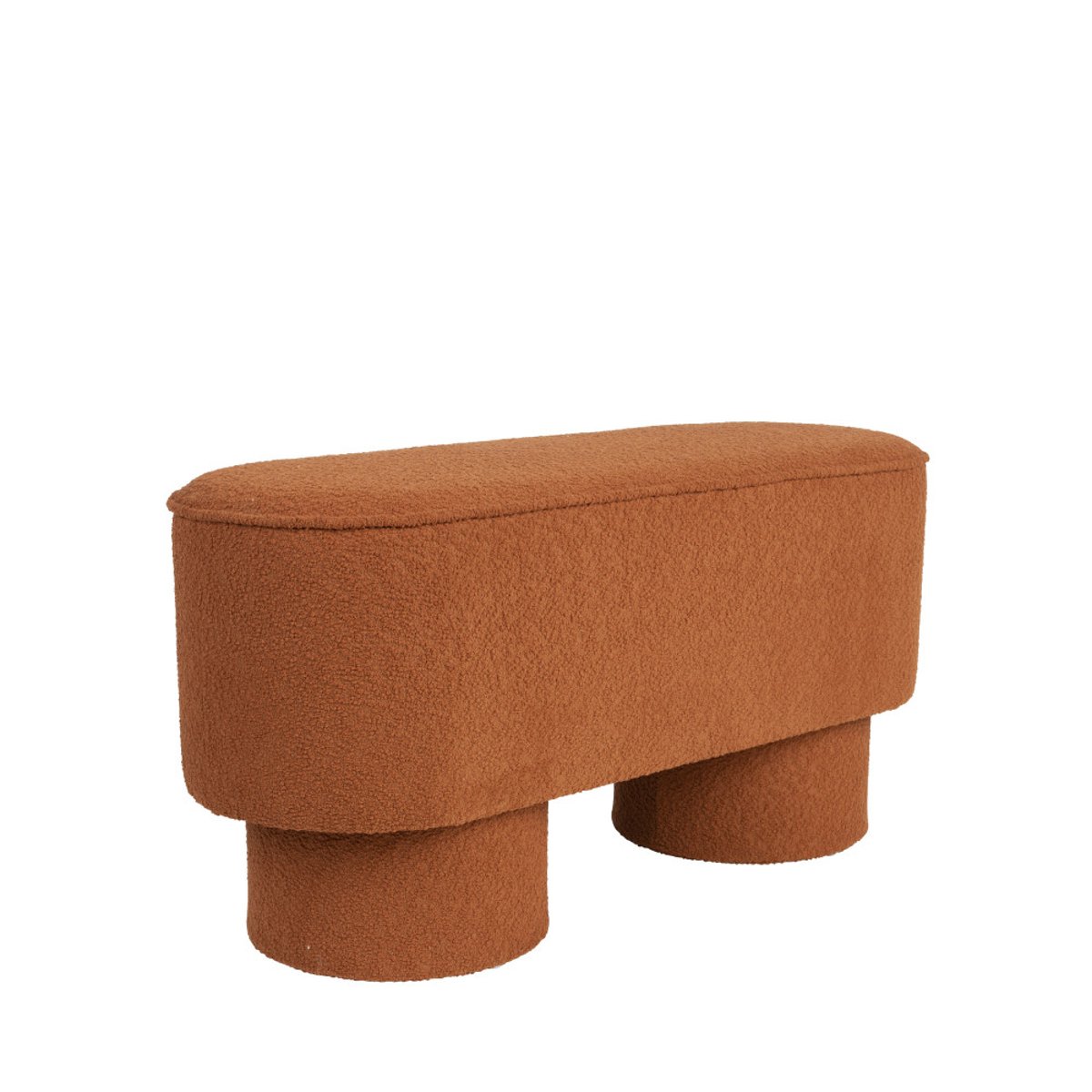Banc arrondi en tissu bouclette L93cm- MARCOS rouille, DRAWER
