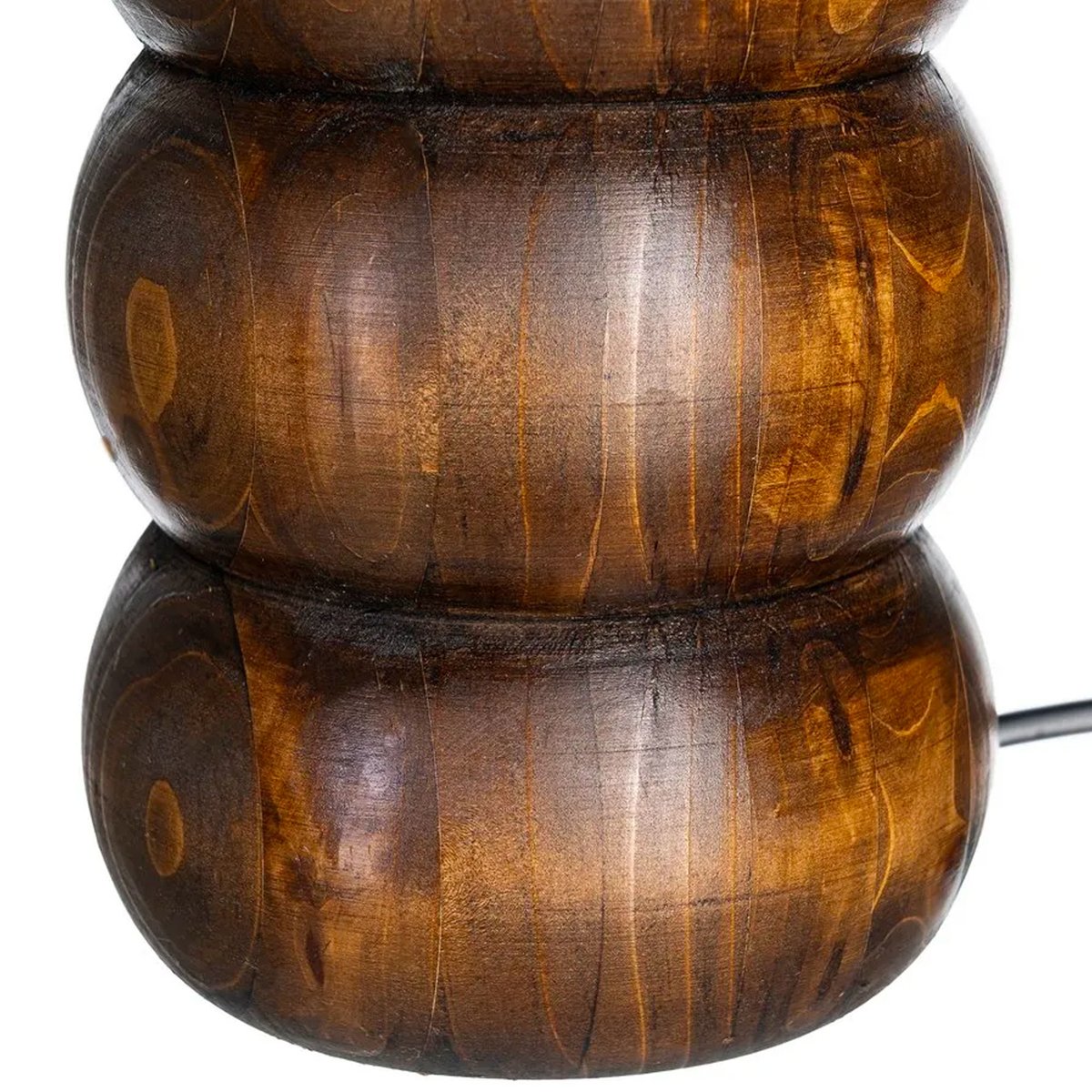 Lampe à poser bois et abat-jour boule tissu blanc 25x25x39.5cm bois, WADIGA