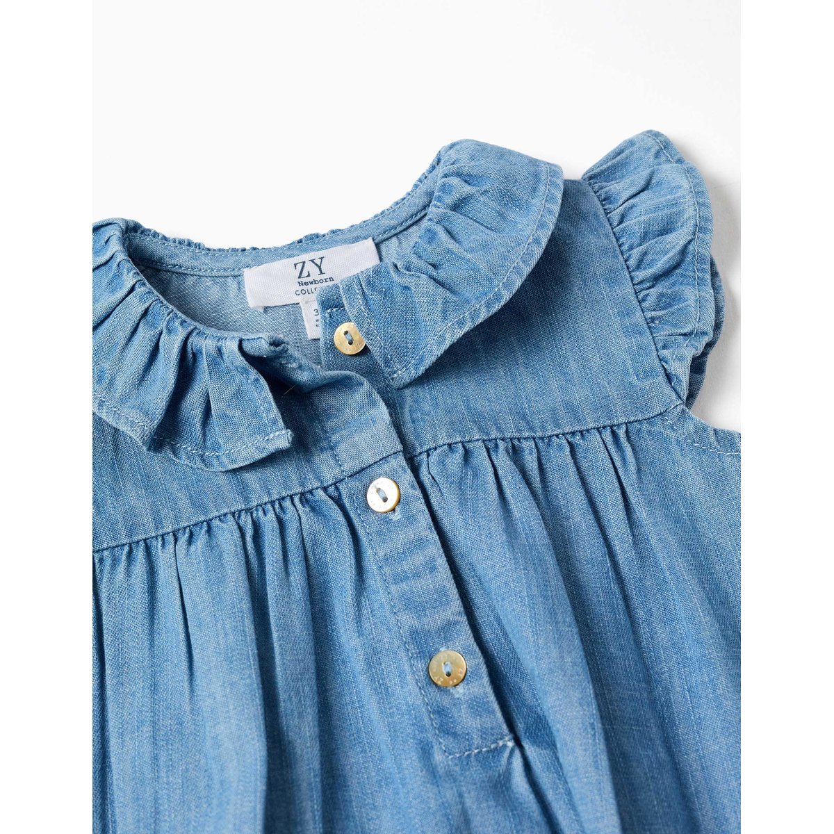 Barboteuse sans manches en jean avec volants bleu, ZIPPY