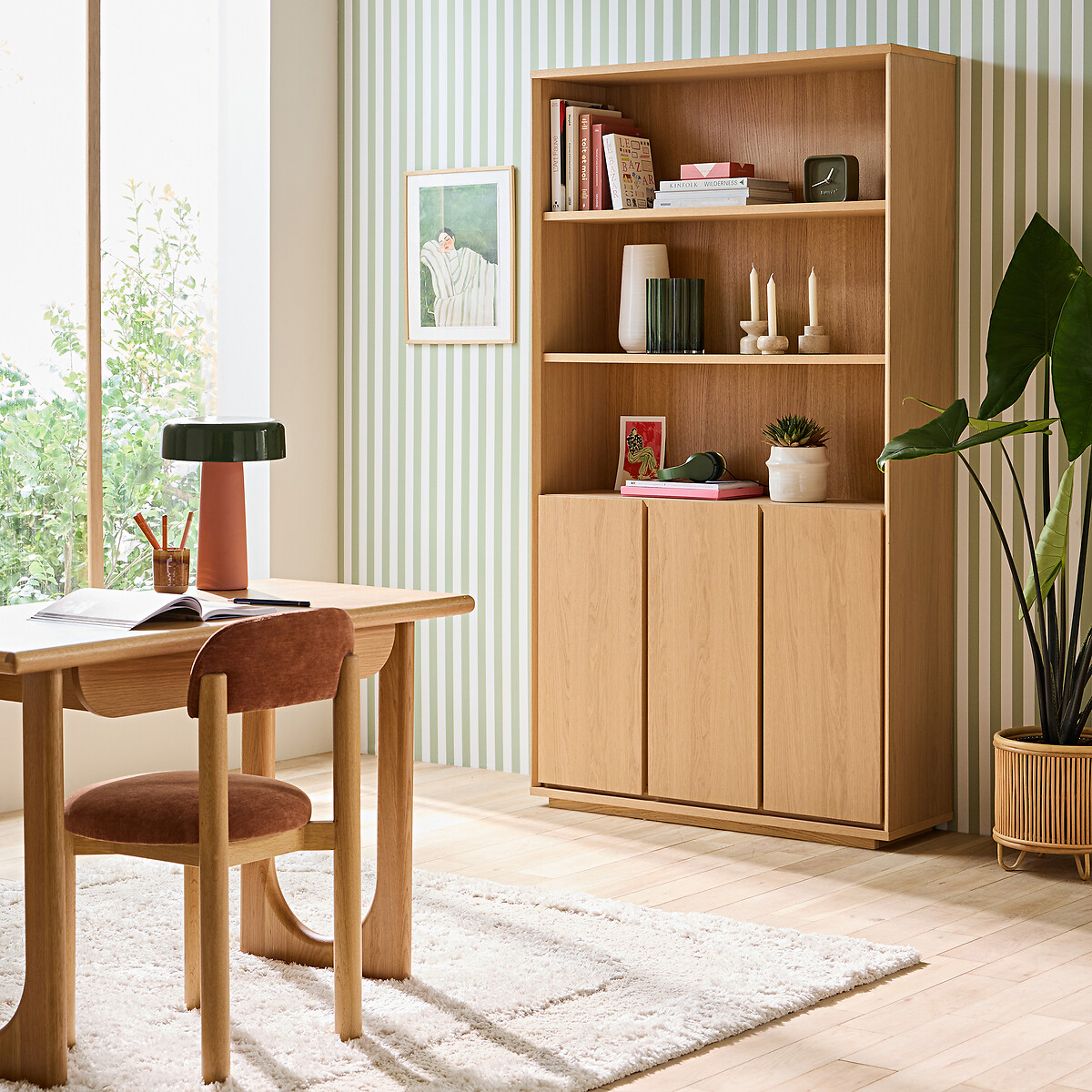 Libreria con 3 nicchie e 3 ante, Norrem color quercia, LA REDOUTE INTERIEURS