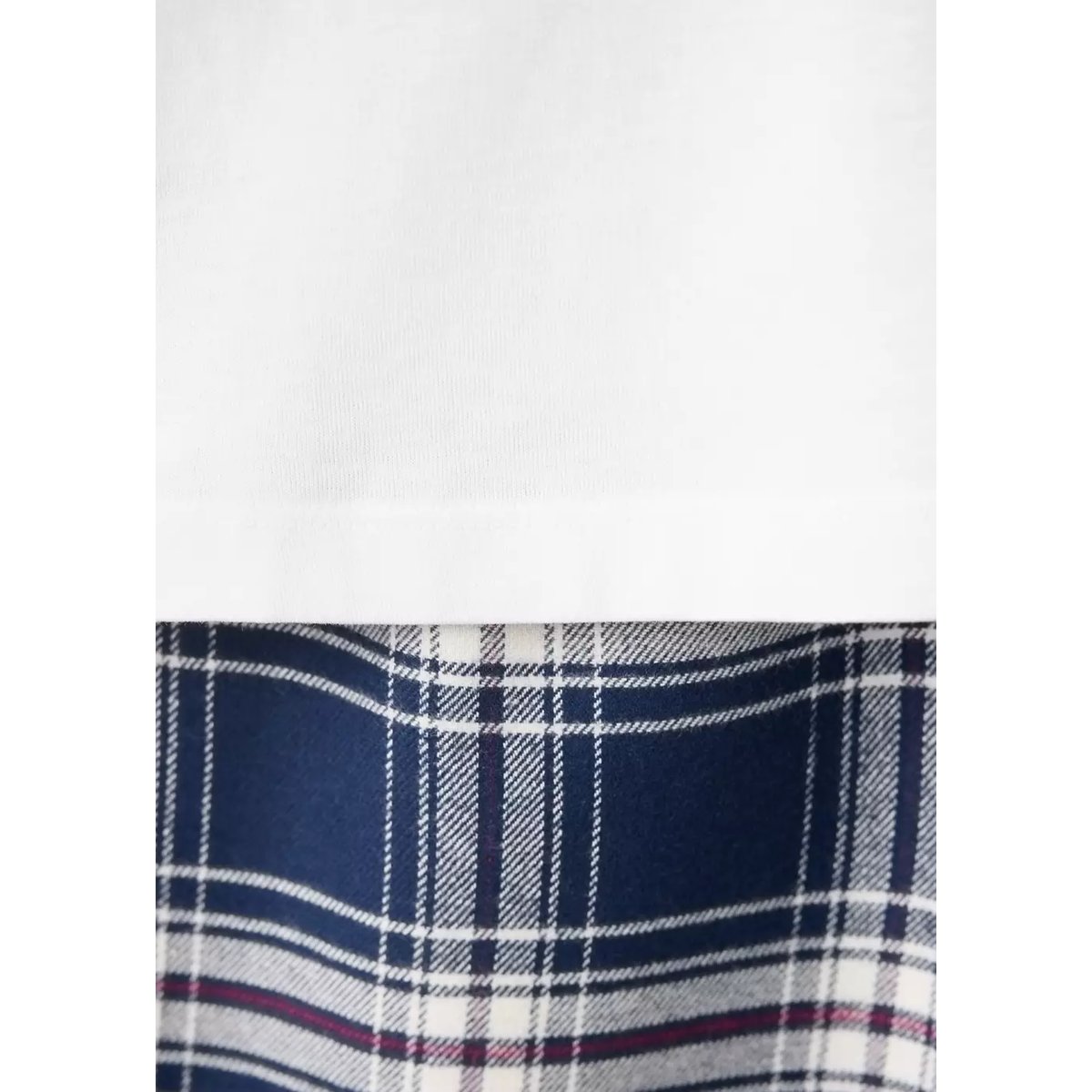 Pyjama complet coton carreaux bleu marine, MANGO TEEN