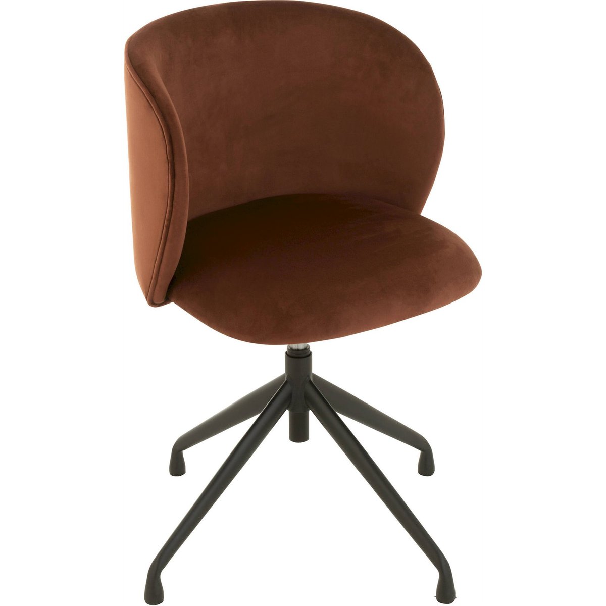 Chaise de bureau pivotante en velours marron foncé velours, RECOLLECTION