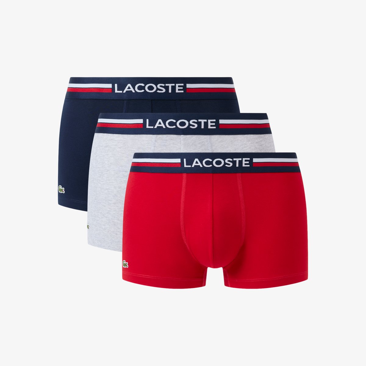 Lot de 3 boxers courts coton stretch bleu-w34, LACOSTE