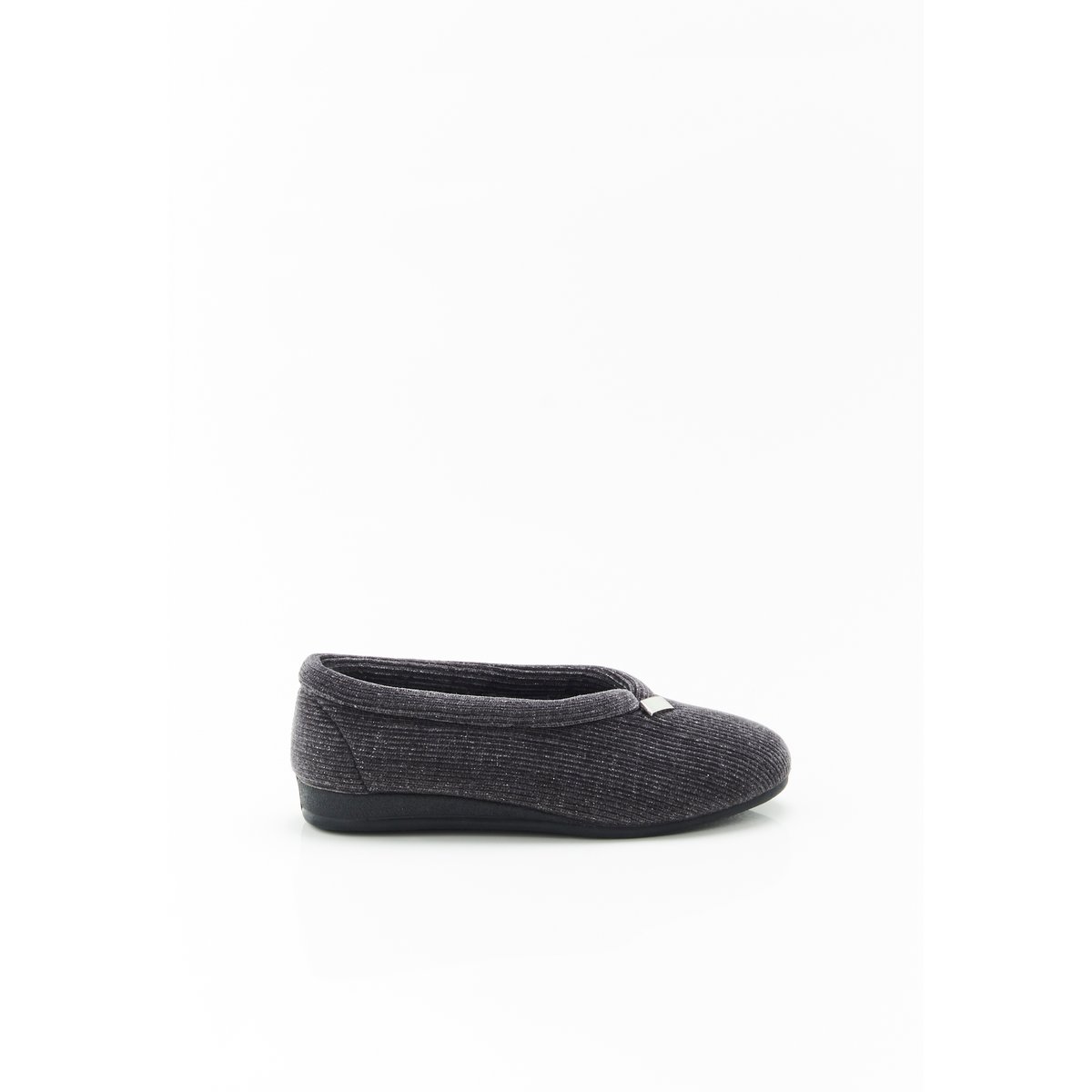 Chaussons velours côtelé brillant gris, DAMART