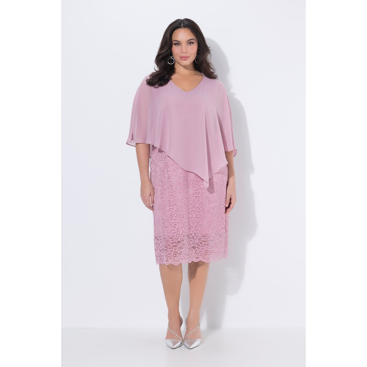 Robe de soirée en jersey. Cape vieux rose, ULLA POPKEN
