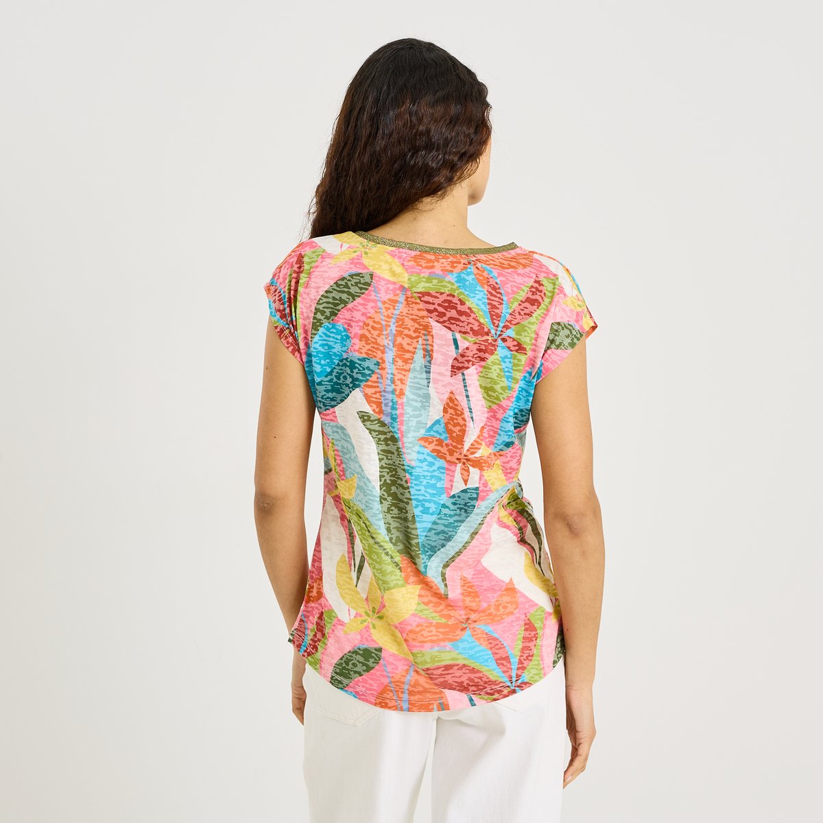 T-shirt imprimé tropical blanc cassé blanc, GRAIN DE MALICE