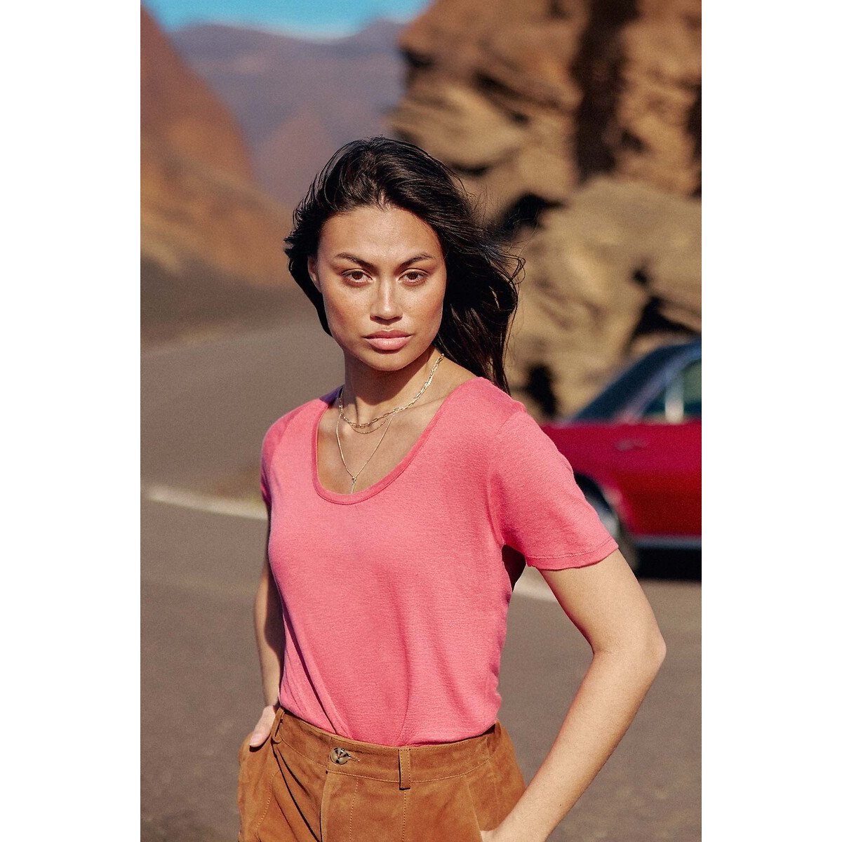 Tia Draping T-Shirt with Crew Neck pink, LA PETITE ETOILE