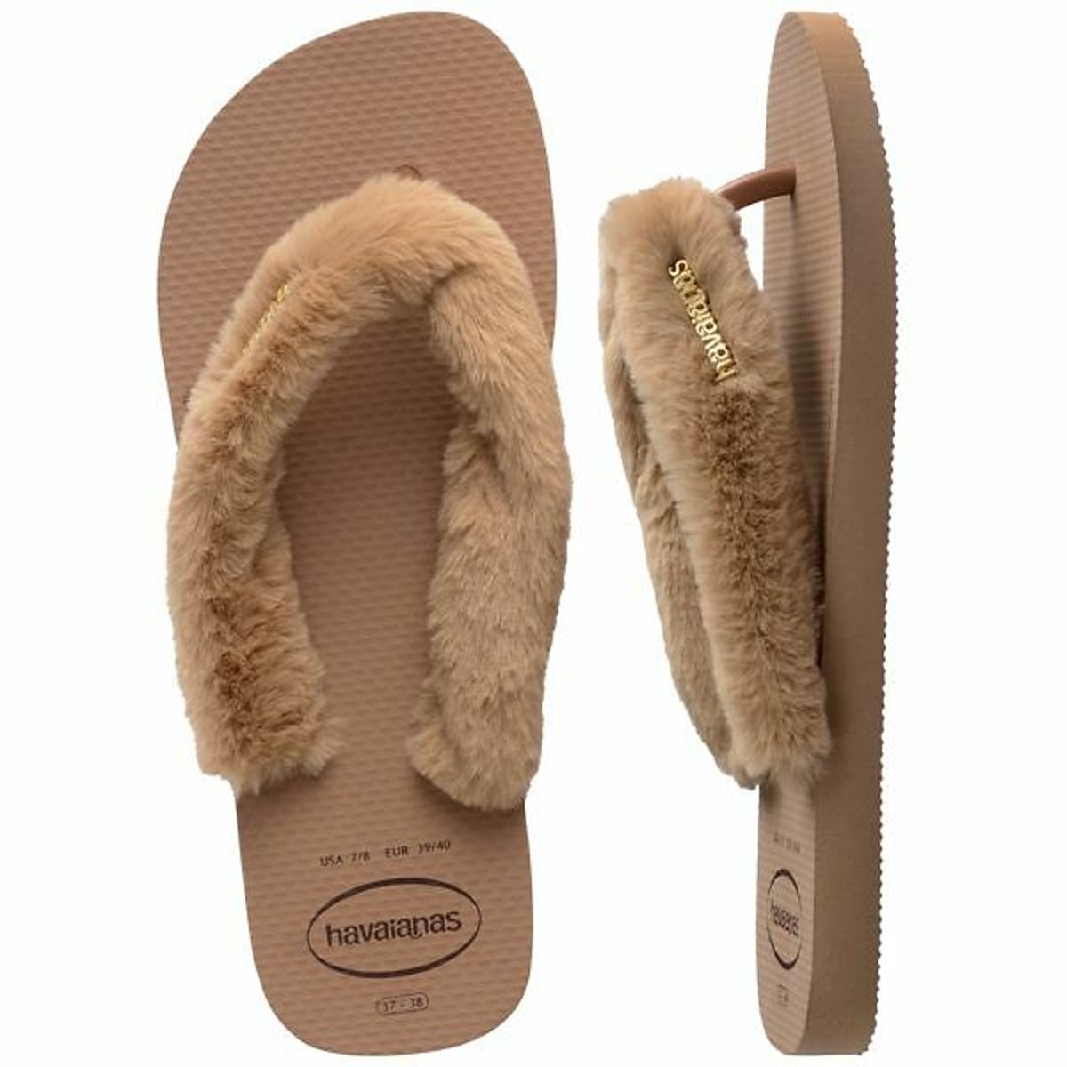 Chinelos Top Fluffy III rosa/dourado, HAVAIANAS