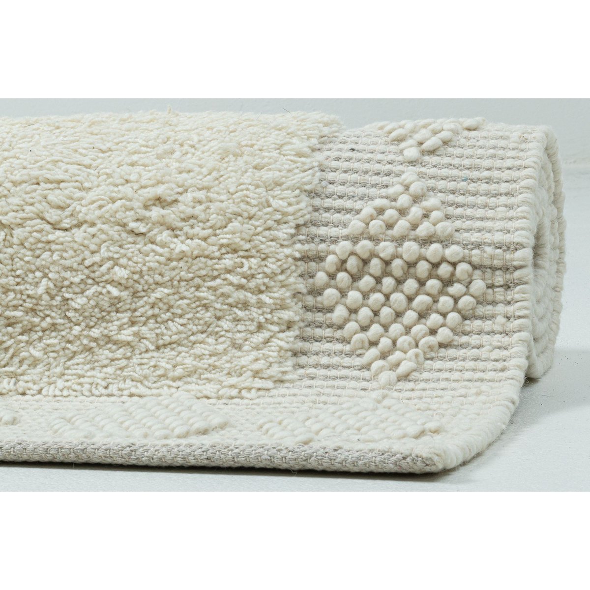 Tapis salon Bergen tissé main laine naturelle naturel, THEKO