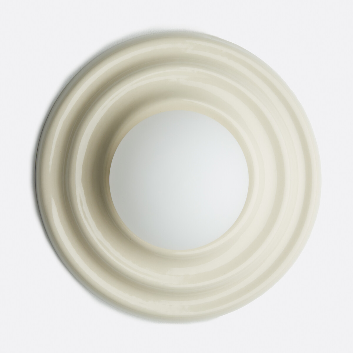 Aplique o plafón, en cerámica y vidrio opalino, diámetro 24,5 cm, HOLI crudo, LA REDOUTE INTERIEURS