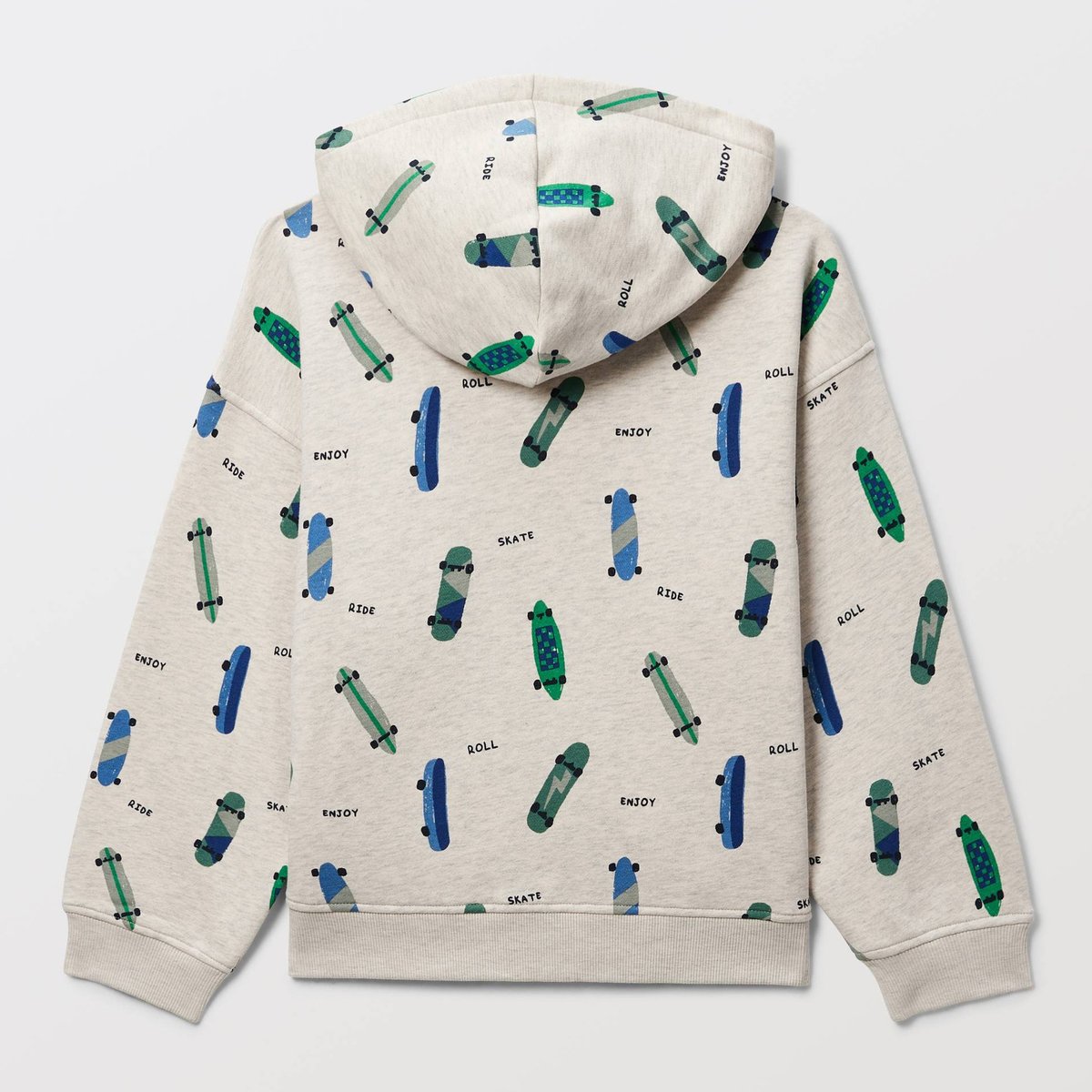 Sweat zippé à capuche imprimé en coton BIO GOTS naturel chine, MONOPRIX