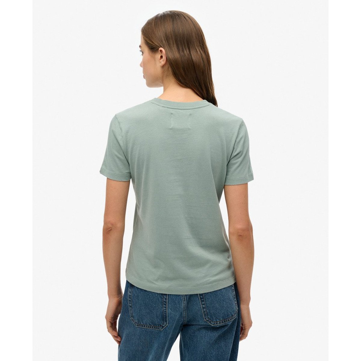 T-shirt slim à strass Vintage Logo bleu argent, SUPERDRY