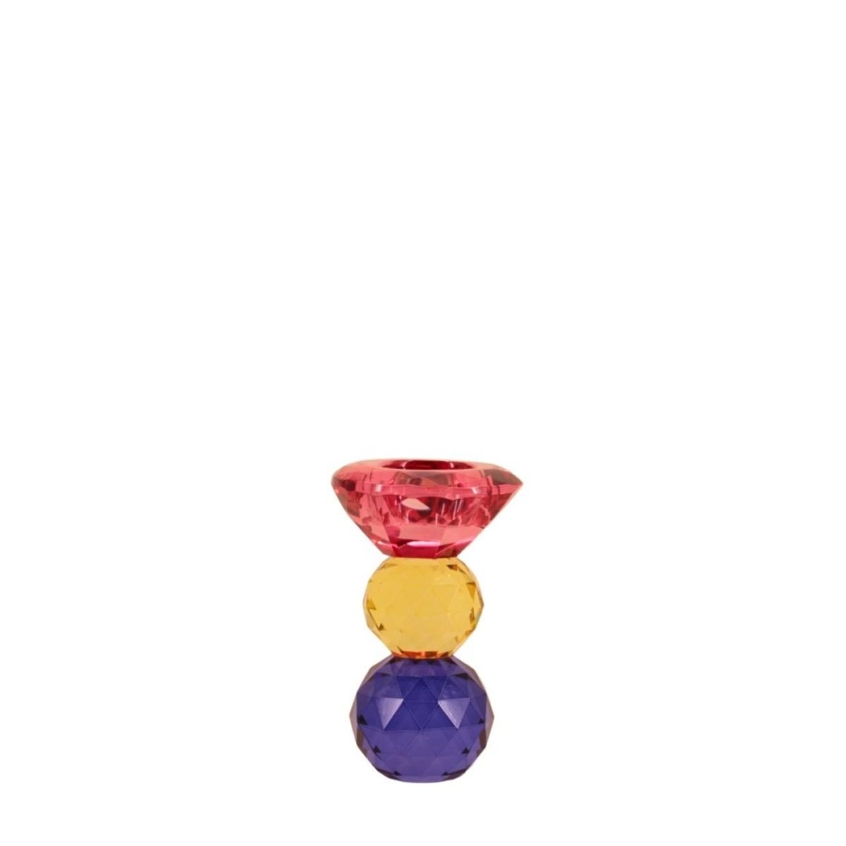 Bougeoir 3 couleurs en cristal à facettes 13cm rouge, HASHTAG DECO