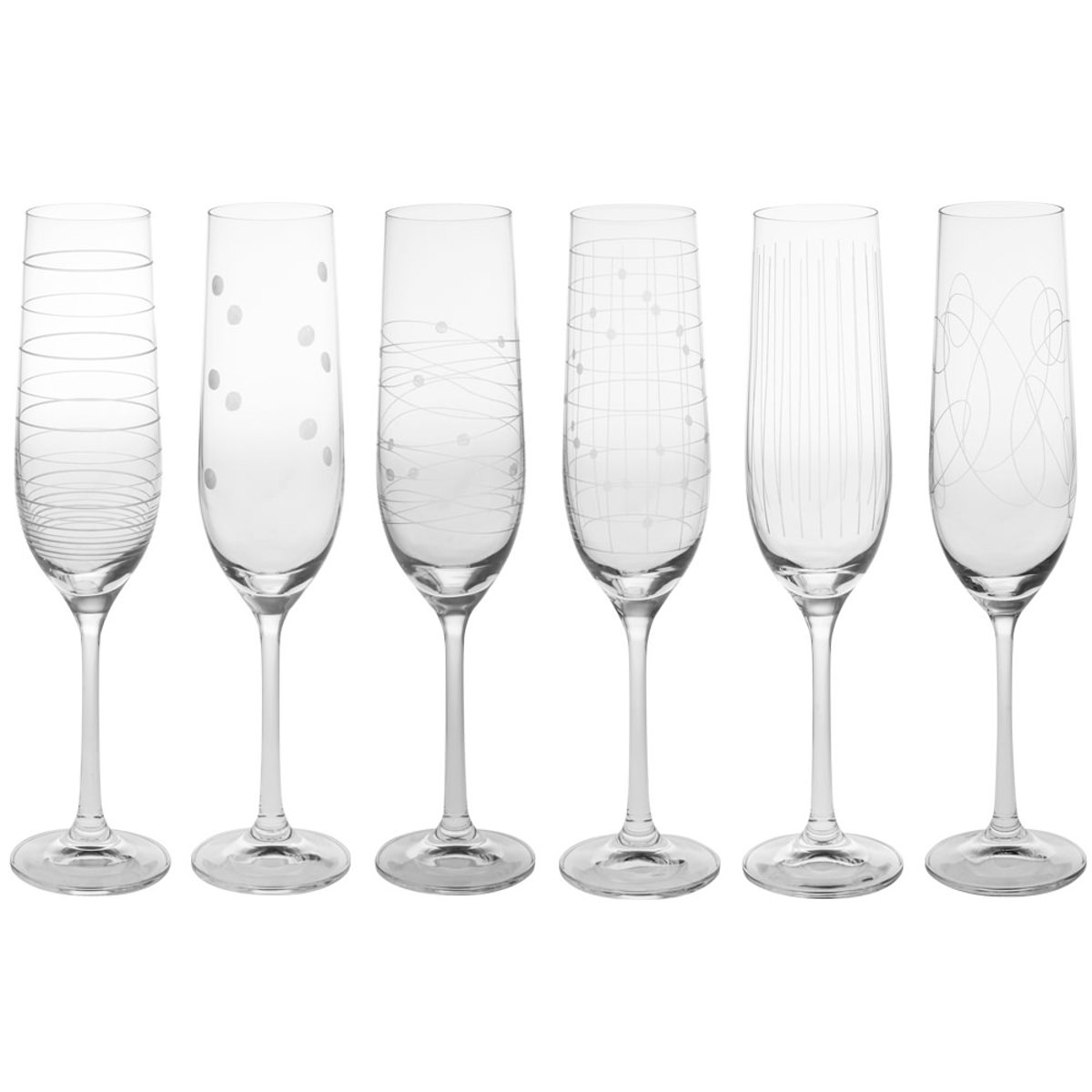 Coffret de 6 flûtes à champagne Graphik 19 cl transparent / cristal, TABLE PASSION