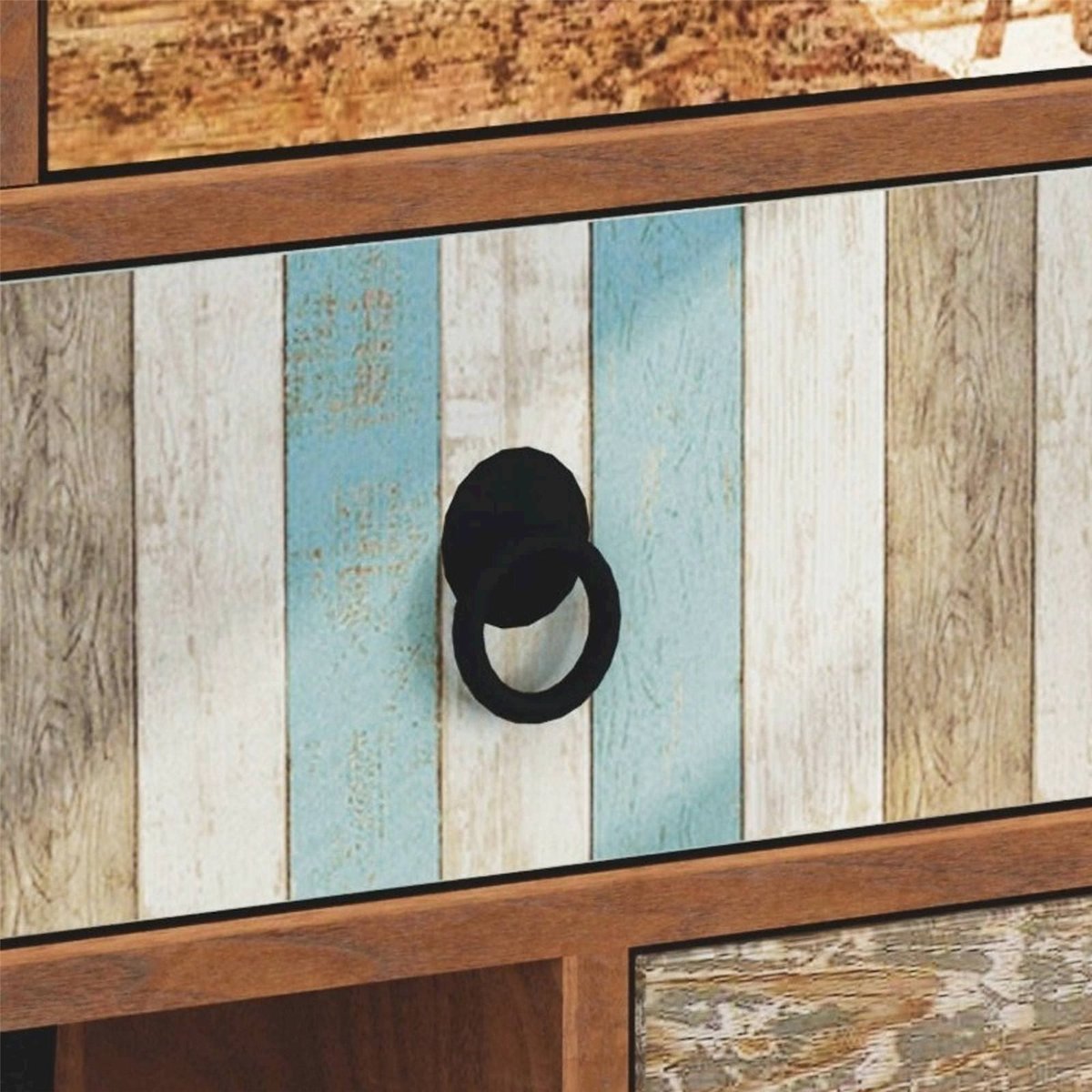 Table de chevet PATCHWORK métal vintage multicolore, RECOLLECTION