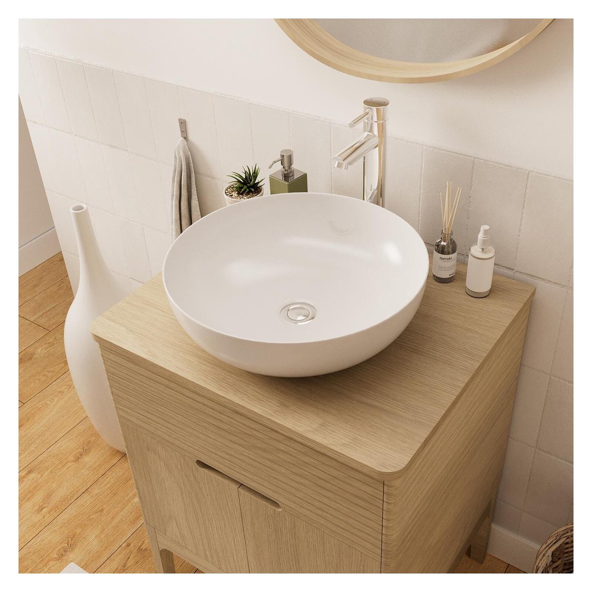 Meuble simple+vasque+rob+miroir ALASKA chêne, MOB IN