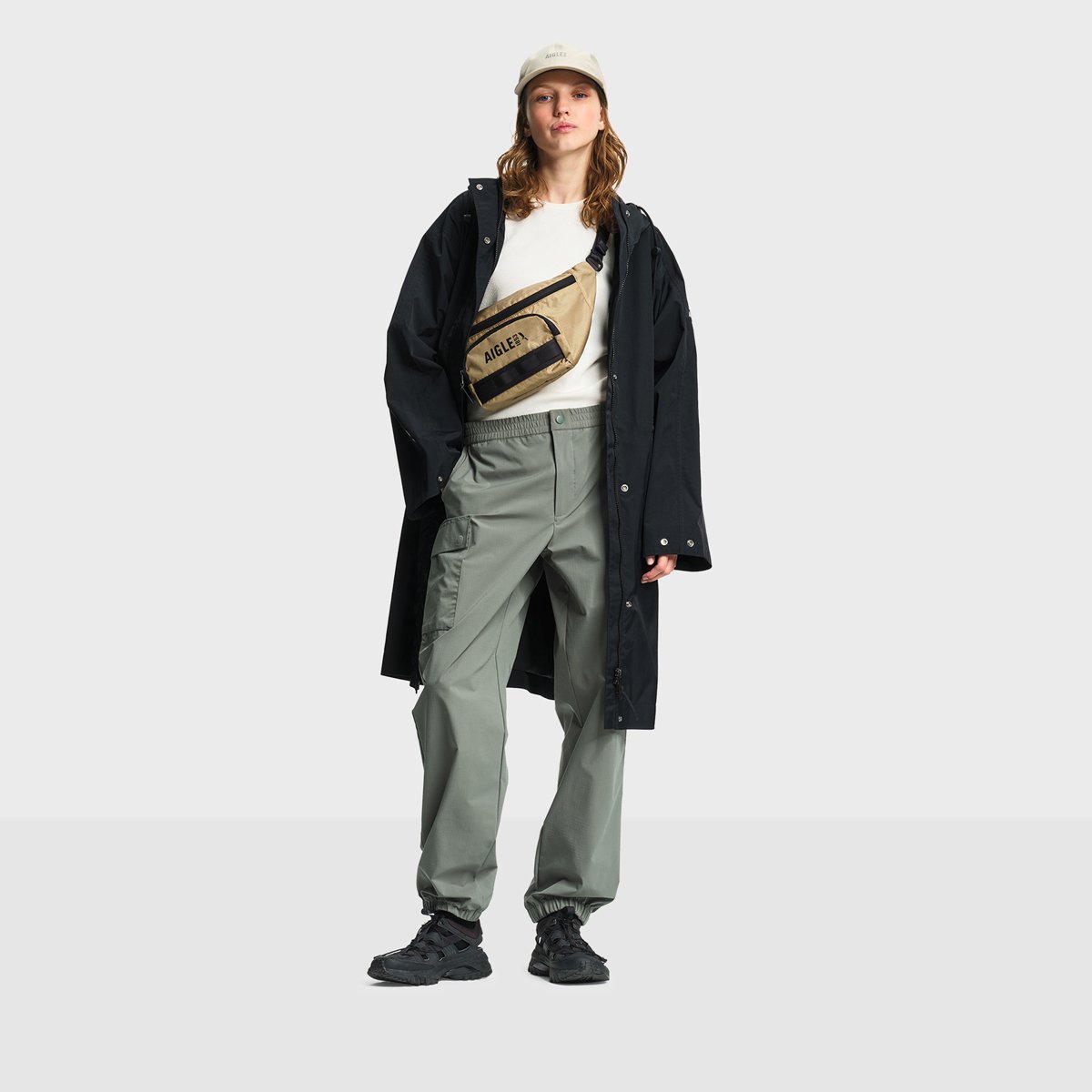Parka mi-longue à taille ajustable MTD noir, AIGLE