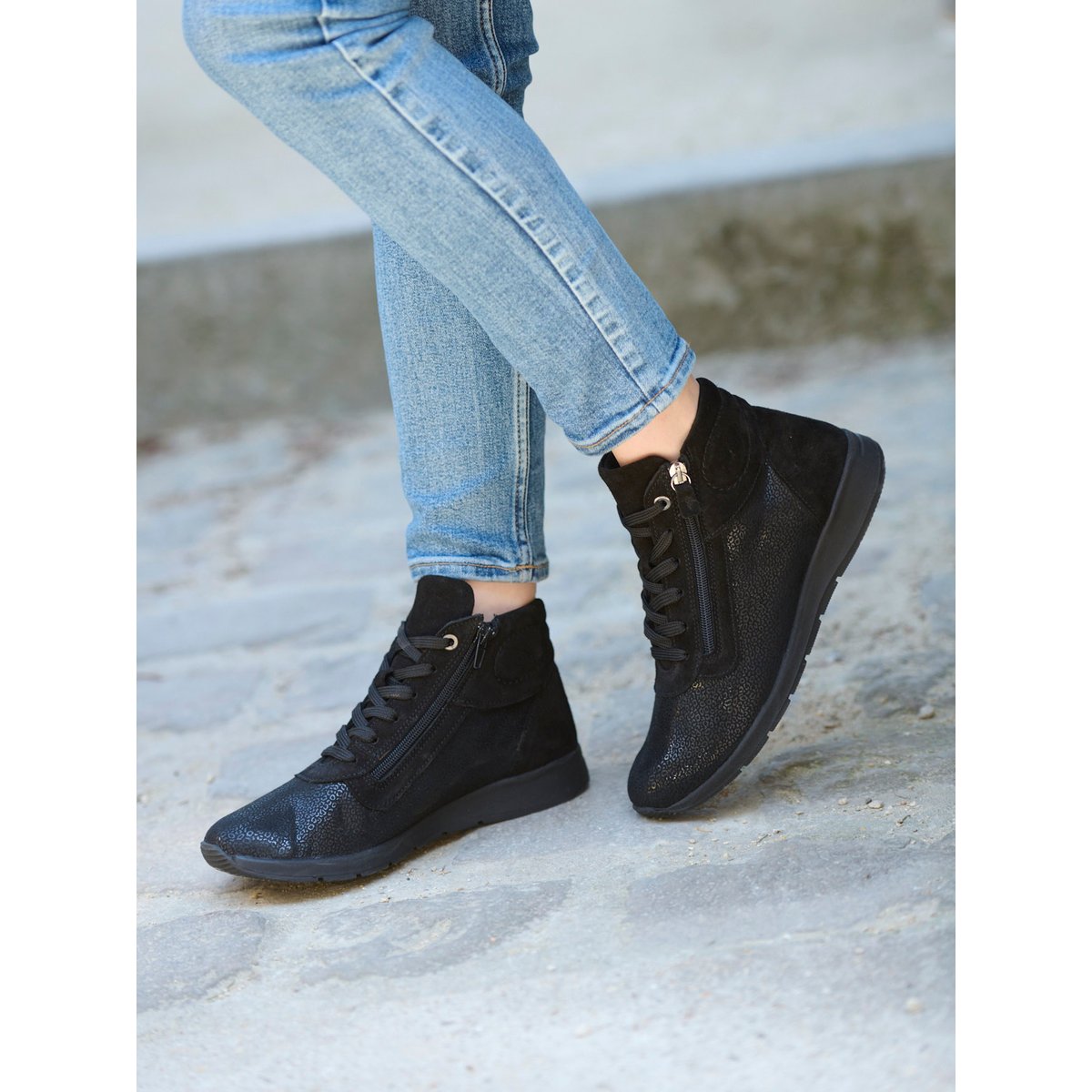 Boots femme spécial hallux valgus noir, PEDICONFORT