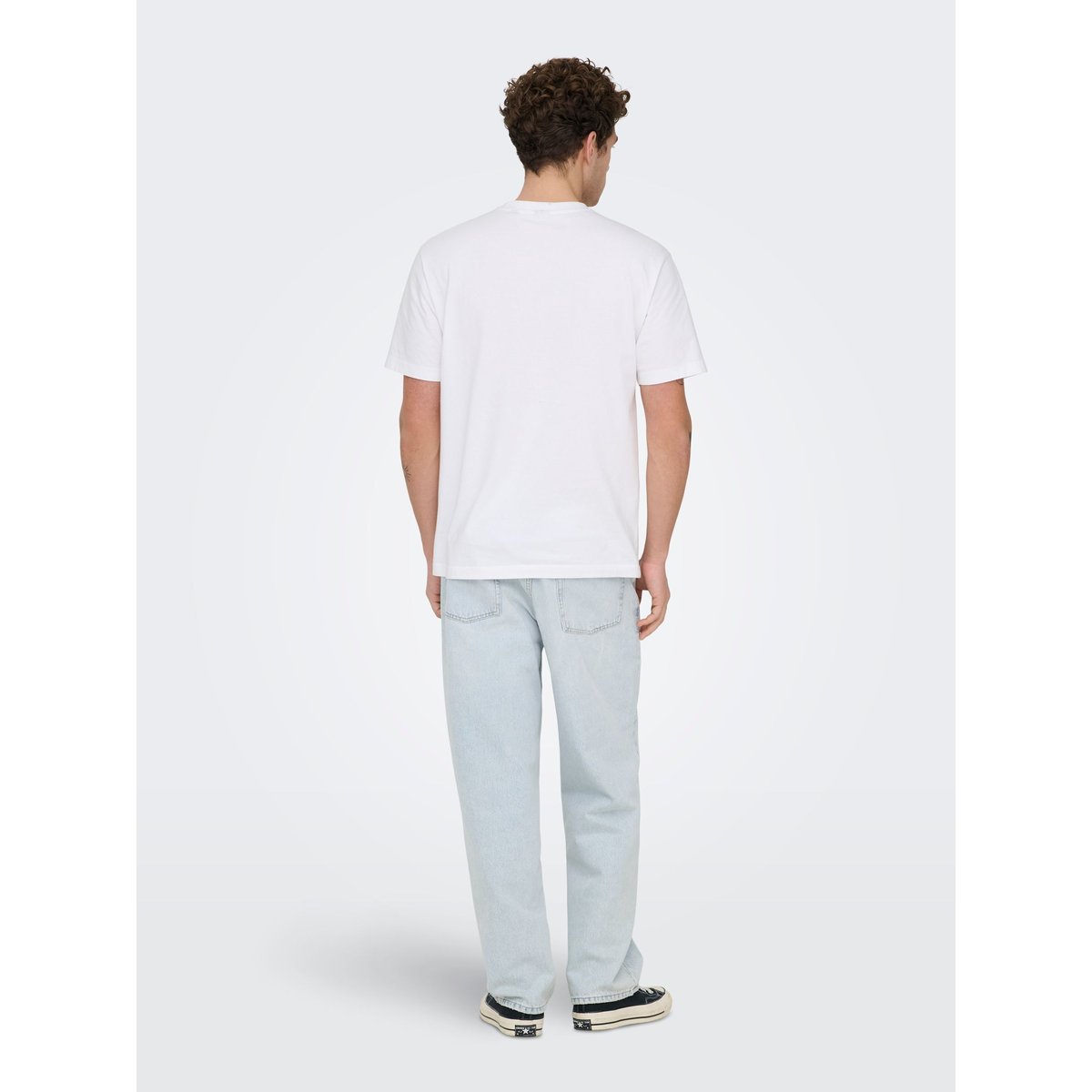 Jean À Coupe Ample light blue bleached denim, ONLY & SONS