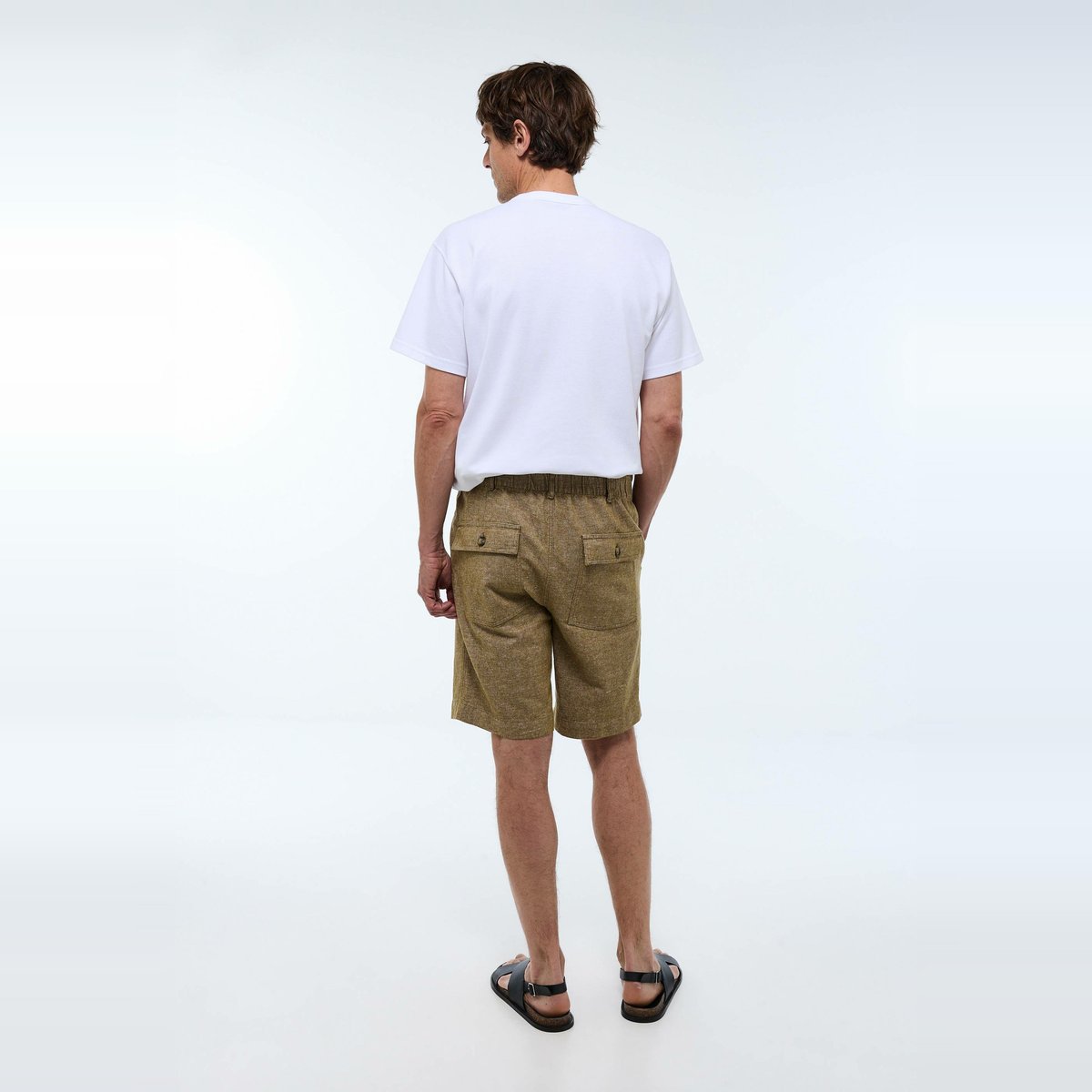 Short en coton et lin tente, MONOPRIX