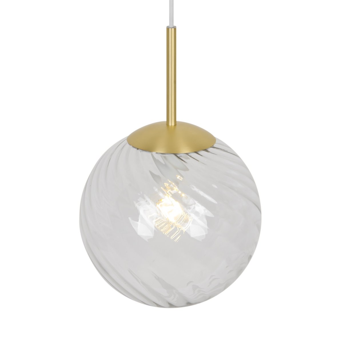 Suspension style art déco en verre tourbillon en métal, CHISELL doré, NORDLUX
